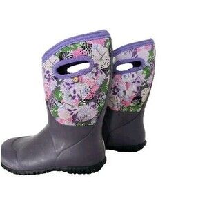 Bogs York Boots winter Big Girls US3  purple Floral -20C -4F